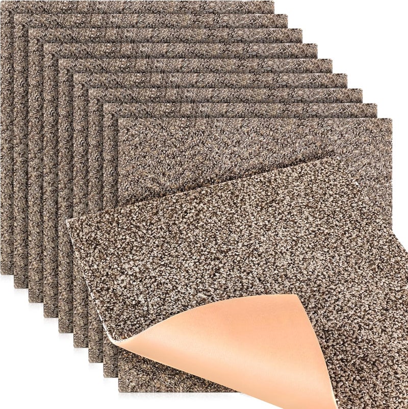 FIVE DIAMOND Feather Peel and Stick Carpet Tiles, Attached Cushion, Easy DIY Install, Soft Residential Carpet, American Made, Seamless Appearance, Plush (10 Tiles - 22.5 Square Feet) (Dovetail, 18x18) - Image 1